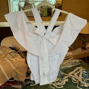 Intermix White Ruffled Halter & Off the Shoulder Blouse Medium